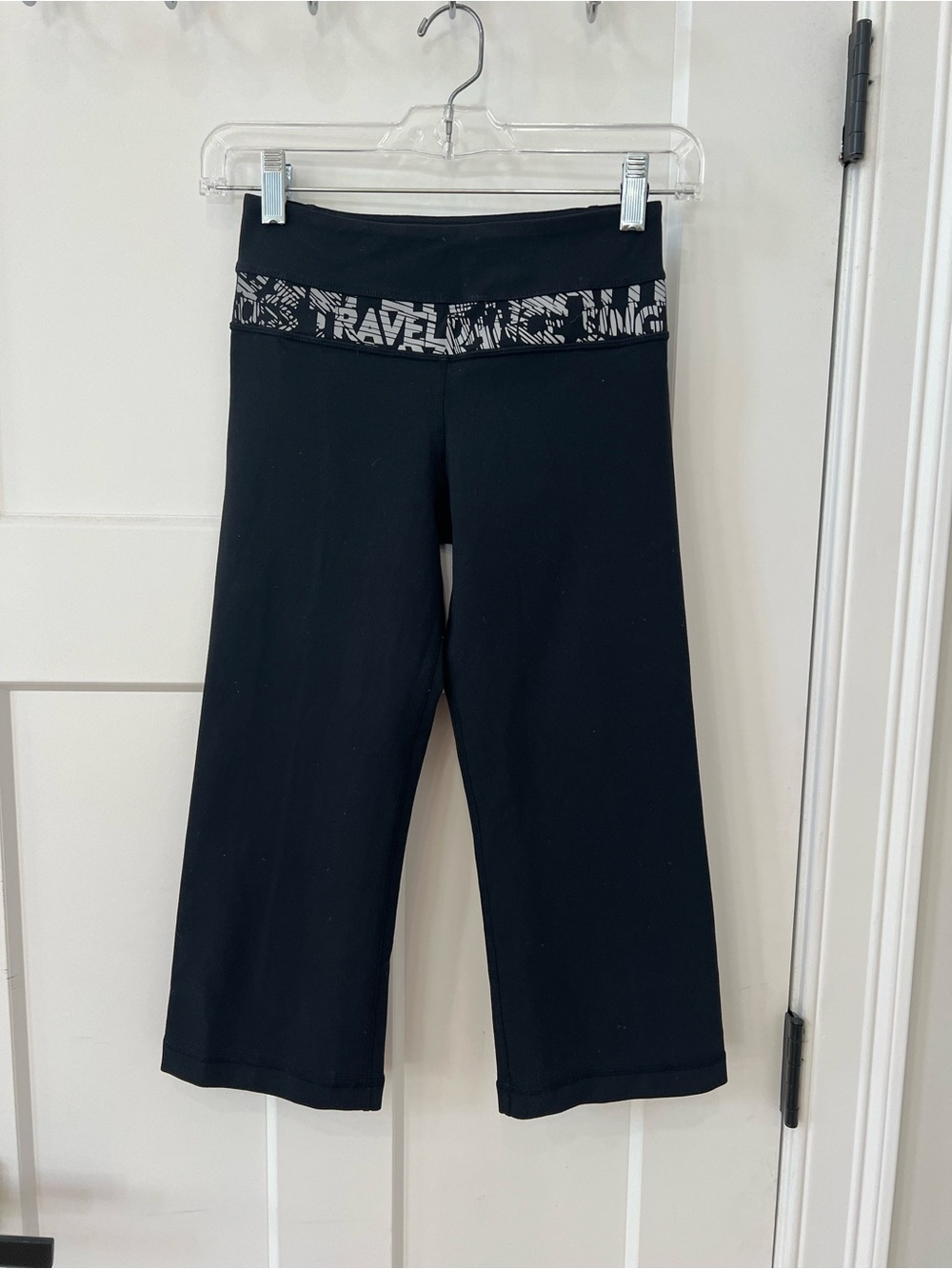 lululemon athletica Black Cropped Leggings with Printed Waistband